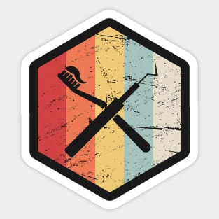Vintage Retro Dental Picks Icon Sticker